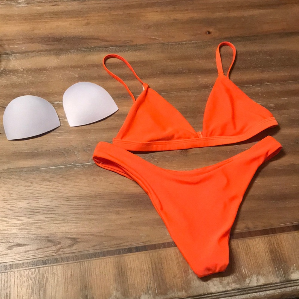 bright orange bikini